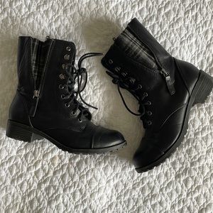 Black combat boots